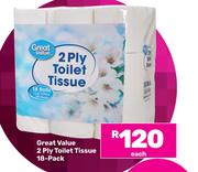 Great Value 2 Ply Toilet Tissue 18 Pack-Each