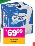 Great Value Milk-6 x 1Ltr