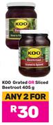 Koo Grated Or Sliced Beetroot-For 2 x 405g