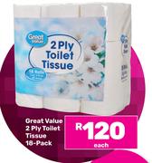 Great Value 2 Ply Toilet Tissue 18 Pack-Each