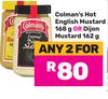 Colman's Hot English Mustard 168g Or Dijon Mustard 162g-For Any 2
