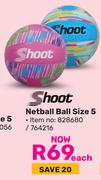 Shoot Netball Ball Size 5-Each