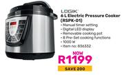 Logik 6Ltr Electric Pressure Cooker RSPK 01