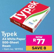 Typek A4 White Paper 500 Sheet Ream