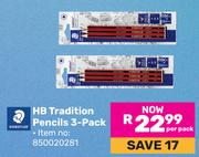 Staedtler HB Tradition Pencils 3 Pack-Per Pack