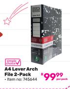 Simple Choice A4 Lever Arch File 2 Pack-Per Pack