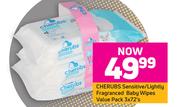 Cherubs Sensitive/ Lightly Fragranced Baby Wipes Value Pack-3 x 72's Pack