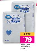 Great Value White Sugar-For 2 x 2.5kg