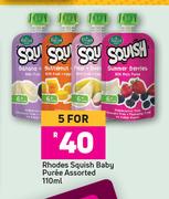 Rhodes Squish Baby Puree Assorted-For 5 x 110ml