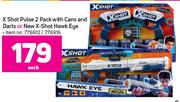 X Shot Pulse 2 Pack With Cans And Darts Or New X-Shot Hawk Eye-Each