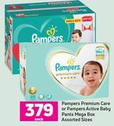 Pampers Premium Care Or Pampers Active Baby Pants Mega Box (Assorted Sizes)-Each