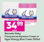 Bennetts Baby Fragranced Aqueous Cream Or Hupo Allergy Blue Cream 500ml-Each