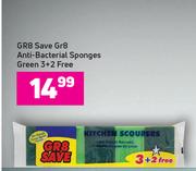 GRB Save Gr8 Anti Becterial Sponges Green 3 + 2 Free