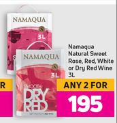 Namaqua Natural Sweet Rose, Red, White Or Dry Red Wine-For Any 2 x 3Ltr