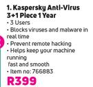 Kaspersky Anti Virus 3 + 1 Piece 1 Year