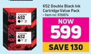 HP 652 Double Black Ink Cartridge Value Pack