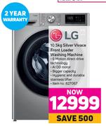 LG 10.5Kg Silver Vivace Front Loader Washing Machine