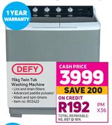 Defy 15Kg Twin Tub Washing Machine