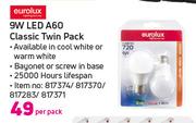 Eurolux 9W LED A60 Classic Twin Pack-Per Pack