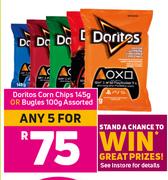 Doritos Corn Chips 145g Or Bugles 100g Assorted-For Any 5