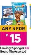 Cravingz Spongiez Or Bears Assorted-For Any 3 x 45g