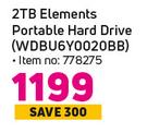 WD 2TB Elements Portable Hard Drive WDBU6Y0020BB