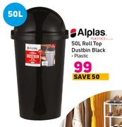 Alplas 50L Roll Top Dustbin Black