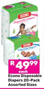 Econo Disposable Diapers 20 Pack Assorted Sizes-Each