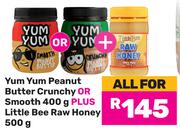 Yum Yum Peanut Butter Crunchy Or Smooth 400g Plus Little Bee Raw Honey 500g-All For