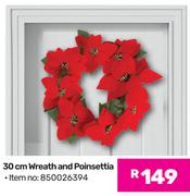 30cm Wreath & Poinsettia