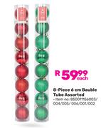 8 Piece 6cm Bauble Tube Assorted-Each