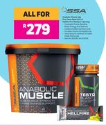 SSA Anabolic Muscle 4Kg Plus Testo Blast 60's & Hellfire Pre Workout 1 Serving-All For