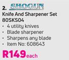 Shogun Knife & Sharpener Set 80SKS04-Each