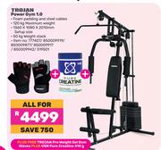 Trojan Power Gym 1.0 Free Trojan Pro Weight Gel Gym Gloves Plus USN Pure Creatine 410g-For All