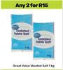 Great Value Idoated Salt-For Any 2 x 1Kg