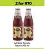 All Gold Tomato Sauce-For 2 x 700ml