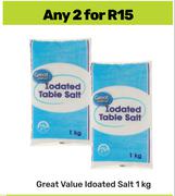 Great Value Idoated Salt-For Any 2 x 1Kg