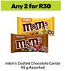 M&M's Coated Chocolate Candy-For Any 2 x 45g