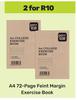 Pen + Gear A4 72  Feint Margin Exercise Book-For 2