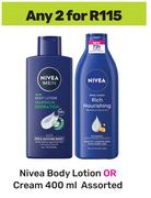 Nivea Body Lotion Or Cream Assorted-For Any 2 x 400ml