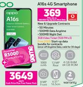 Oppo A16s 4G Smartphone-On 1GB Red Top Up Core More Data