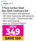 Mainstays 7 Piece Carbon Steel Non Stick Cookware Set-Per Set