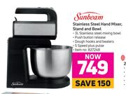 Sunbeam Stainless Steel Hand Mixer, Stand & Bowl