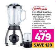 Sunbeam 2 In 1 Stainless Steel Blender & Grinder