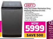 Defy 14Kg Top Loader Manhattan Grey Washing Machine DTL160
