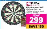 Puma Darts Rhino Dartboard With 18g Laser Darts Set