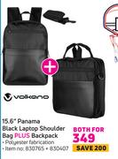 Volkano 15.6" Panama Black Laptop Shoulder Bag Plus Backpack-Both For