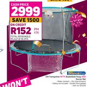 Bounceking 12 Foot Trampoline With Basketball Hoop & Soccer Net
