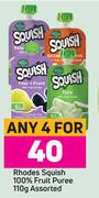 Rhodes Squish 100% Fruit Puree Assorted-For Any 4 x 110g