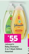 Johnson's Baby Shampoo 3 In 1 Wash Assorted-500ml Each